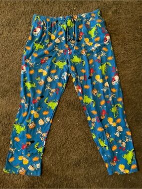 Kids Blue Cartoon Character Pajama Pants
